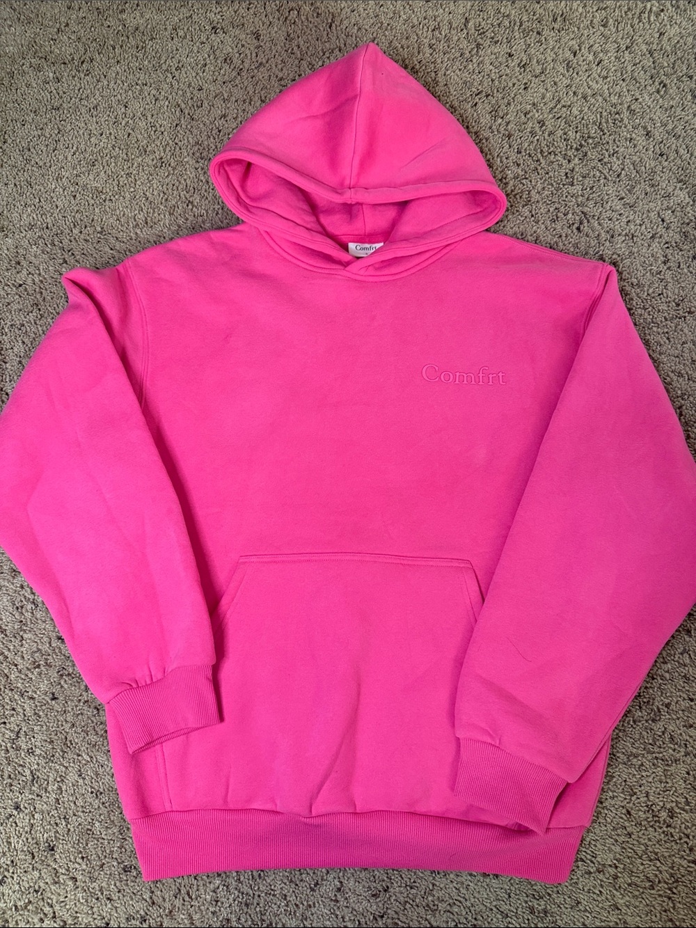 Women's Hot Pink Pullover Hoodie - Comfrt Embroidered